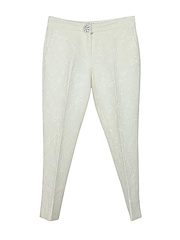 Dolce & Gabbana Dolce & Gabbana Floral Jacquard Trousers in Ivory Cotton (view 1)