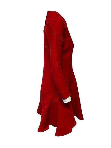 MARNI Marni Flared Hem Long Sleeved Dress in Red Silk (view 2)