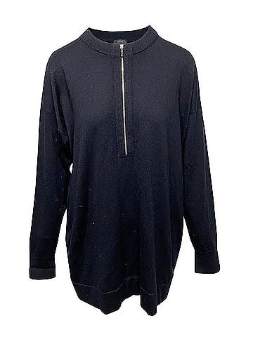 Joseph Joseph Front Zip Detail Longline Sweater in Black Wool (view 1)