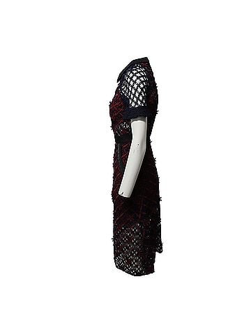 Self-Portrait Self-Portrait Floral Grid Midi Dress in Multicolor Polyester (view 2)