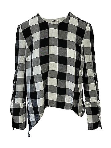 Monse Monse Tartan Asymmetrical Blouse in White Viscose (view 1)