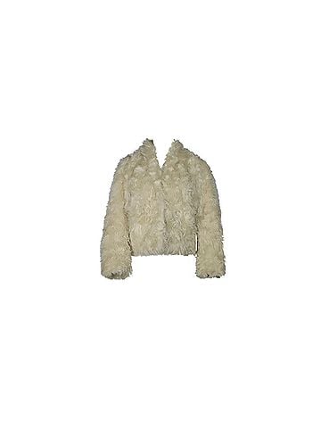 Vince. Vince Plush Jacket in Cream Faux Fur (view 1)