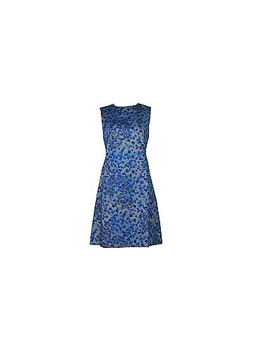Erdem Erdem Floral Print A-Line Dress in Blue Cotton (view 1)