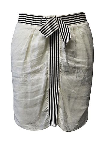 Giorgio Armani Emporio Armani Floral Motif Skirt in White Linen (view 1)