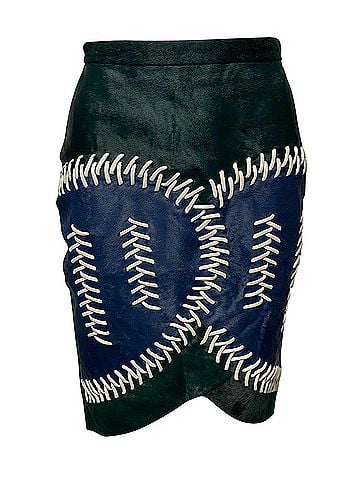 Peter Pilotto Peter Pilotto Color Block Fur Skirt with Lace Detail in Multicolor Leather (view 1)
