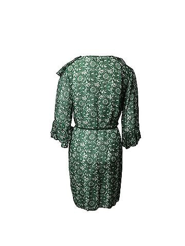 Carolina Herrera Carolina Herrera Floral  Dress With Ruffles in Green Silk (view 2)