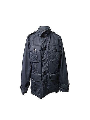 Burberry Burberry Single-Breasted Jacket in Navy Blue Cotton (view 1)