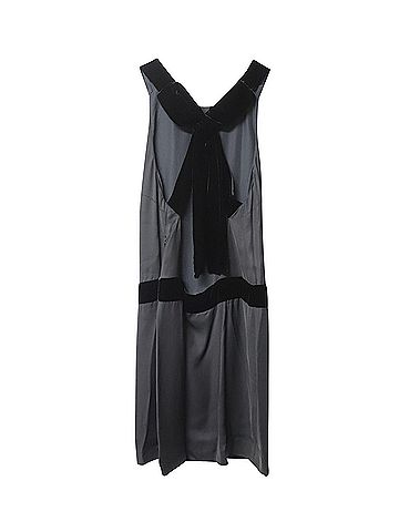 Valentino Red Valentino Backless Mini Dress with Velvet Bow in Grey Polyester (view 2)