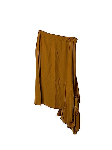 MARNI Marni Asymmetric Crepe Midi Skirt in Orange Viscose (view 2)