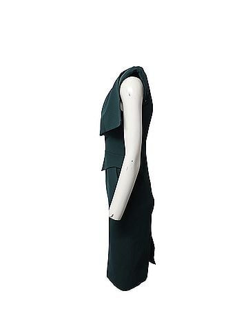 Antonio Berardi Antonio Berardi Peplum Midi Dress in Green Virgin Wool (view 2)