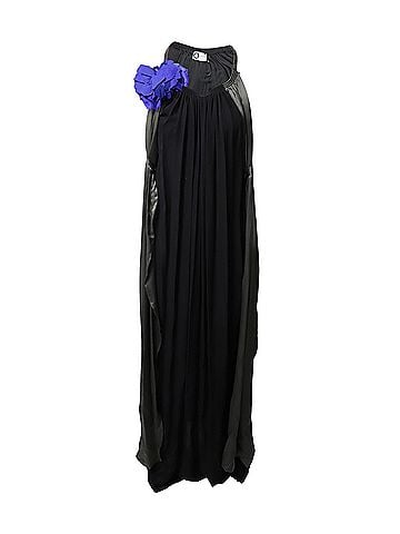 Lanvin Lanvin Flower Applique Evening Dress in Black Silk (view 1)