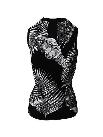 Alexander Wang T by Alexander Wang Hawaiian Print Jacquard Sleeveless Top in Black Rayon  (view 2)