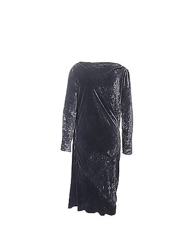 Lanvin Lanvin Velvet Long Sleeve Draped Dress in Black Viscose (view 1)