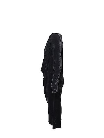 Lanvin Lanvin Velvet Long Sleeve Draped Dress in Black Viscose (view 2)
