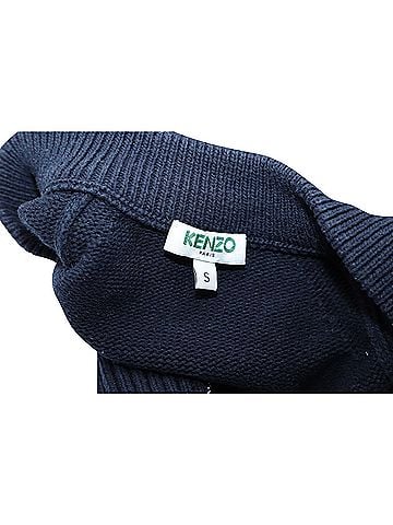 Kenzo Kenzo Knit Zip Long Cardigan in Navy Blue Cotton (view 2)