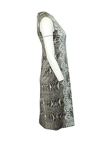 Erdem Erdem Snakeskin Print Dress with Lace Detail in Grey Viscose (view 2)