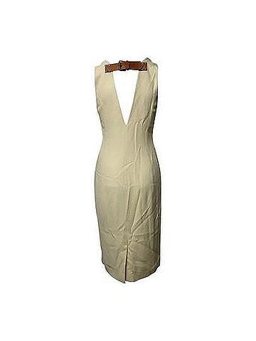 Alexander Wang Alexander Wang Back Belt V-neck Sleeveless Midi Dress in Cream Viscose (view 2)