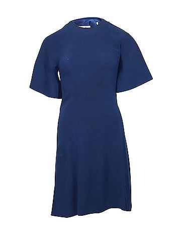 Sandro Sandro Yoko Fluted Crepe Dress in Blue Acetate (view 1)