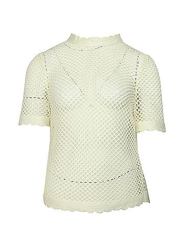 Self-Portrait Self-Portrait Crochet Top in Cream Polyester (view 1)