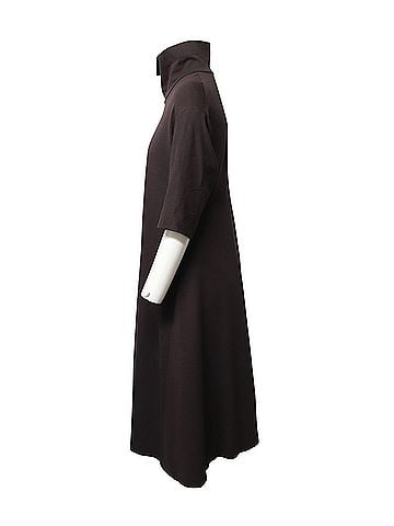 Jil Sander Jil Sander Turtleneck A-Line Dress in Brown Modal (view 2)