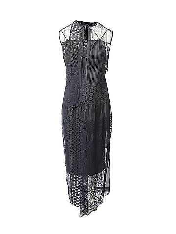 Joseph Joseph Patchwork Lace Long Dress in Black Nylon (view 1)
