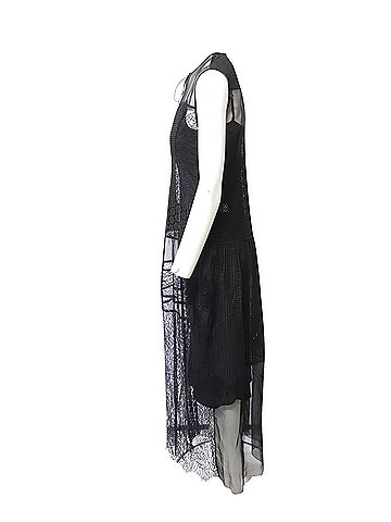 Joseph Joseph Patchwork Lace Long Dress in Black Nylon (view 2)