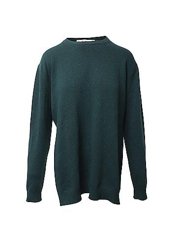 MARNI Marni Long Sleeve High Low Sweater in Green Wool (view 1)