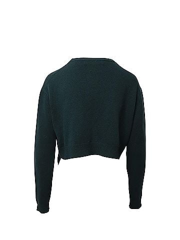 MARNI Marni Long Sleeve High Low Sweater in Green Wool (view 2)
