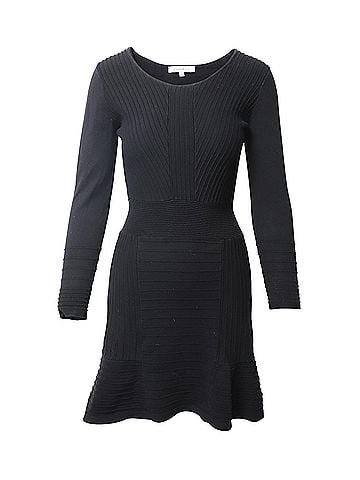 Sandro Sandro Paris Fluted Knit Dress in Black Cotton (view 1)