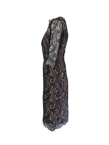 Erdem Erdem Paisley Lace Midi Shift Dress in Black Polyester (view 2)
