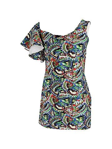 Saloni Saloni Greta One Shoulder Mini Dress In Multicolor Polyester (view 1)