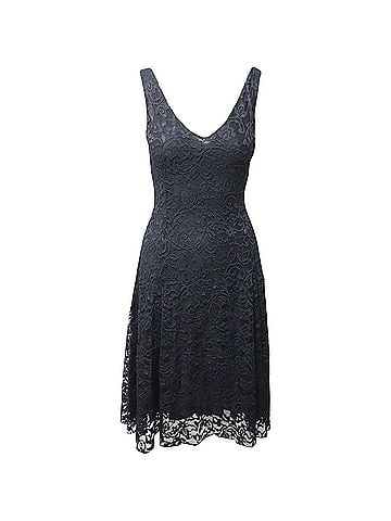 Ralph Lauren Ralph Lauren Lace A-Line Dress in Black Polyester (view 1)