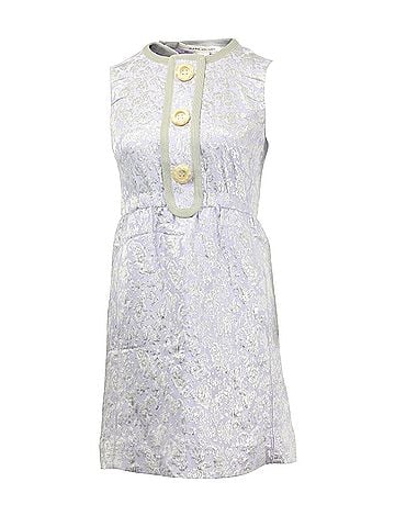 Marc Jacobs Marc Jacobs Metallic Floral Jacquard Sheath Dress in Purple Polyester (view 1)