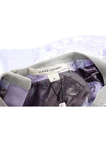 Marc Jacobs Marc Jacobs Metallic Floral Jacquard Sheath Dress in Purple Polyester (view 2)