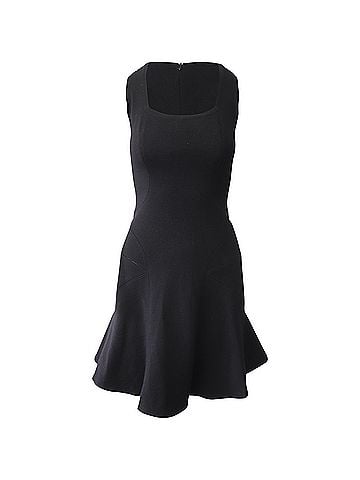Alaïa Alaia Sleeveless Fluted Mini Dress in Black Wool (view 1)