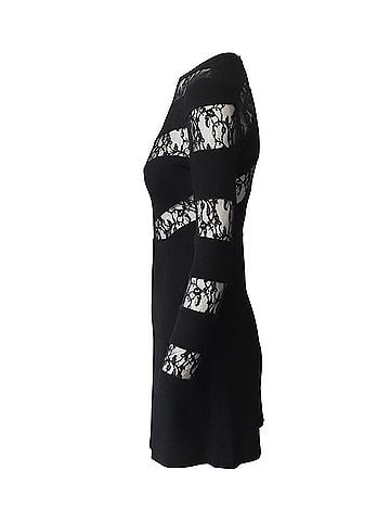 Sandro Sandro Paris Lace Cutout Dress in Black Polyester (view 2)