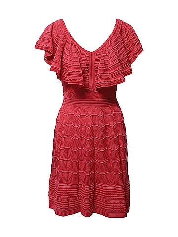 Missoni M Missoni Ruffle Knitted Dress in Pink Cotton (view 1)