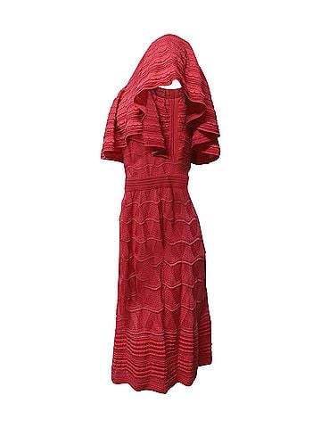 Missoni M Missoni Ruffle Knitted Dress in Pink Cotton (view 2)