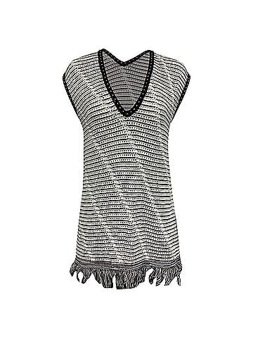 Diane von Furstenberg Diane Von Furstenberg Pointelle-Knit Vest Sweater Top in White Cotton  (view 1)