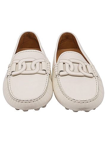 Tod's Tod's Kate Gommino Bubble Loafers in White Leather  (view 2)