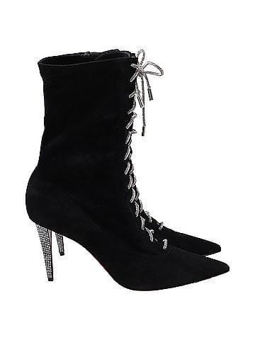Christian Louboutin Christian Louboutin Astrid Lace Up Ankle Boots in Black Suede (view 1)