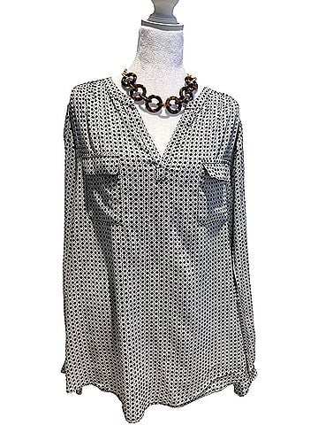 Dalia Collection Lattice Print Tunic Long Sleeve T-Shirt (view 1)