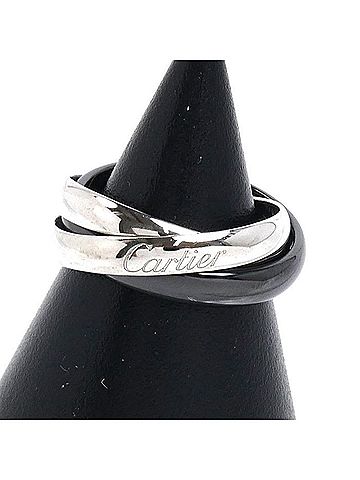 Cartier CARTIER Cartier 18KWG White Gold Ceramic Trinity Ring B4234152 52 6.3g Women's (view 1)