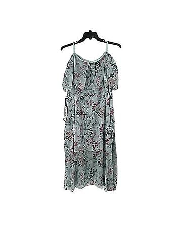 Adrianna Papell Print Off Shoulder Midi Dress Casual Dress (view 2)