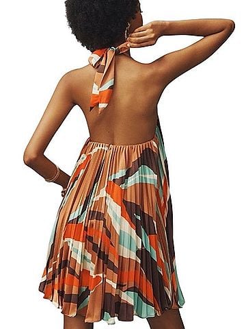 Anthropologie Hutch Halter Pleated Swing Mini Dress Casual Dress (view 2)