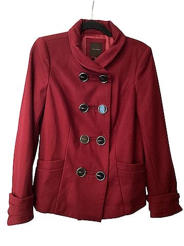 The Limited The Limited Red Wool Blend Asymmetrical Funnel Neck  Coat (view 2)