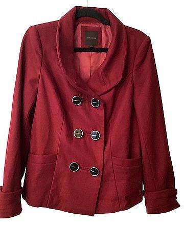 The Limited The Limited Red Wool Blend Asymmetrical Funnel Neck  Coat (view 1)