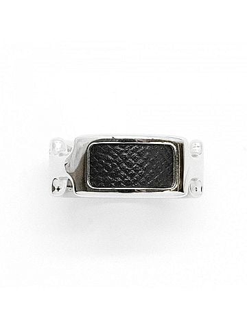 Hermès Hermes Olympe Ring, Metal Leather, Silver & Black (Men's) (view 2)