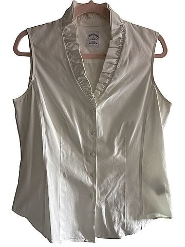 Brooks Brothers Fitted Non-Iron Stretch Supima® Cotton Ruffle Shirt Sleeveless Blouse (view 1)