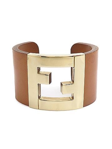 Fendi Fendi bangle bracelet, leather and metal, brown gold, women's, e61919j (view 1)